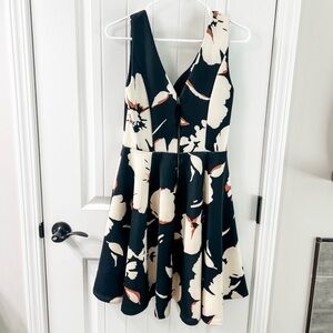 Anthropologie Maeve Floral Sleeveless V neck Fit and Flare Dress Size 4